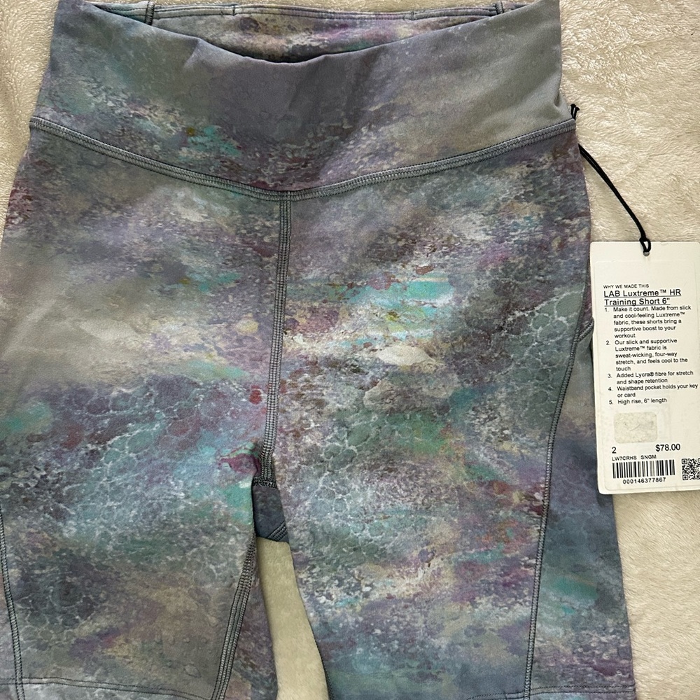 Lululemon Athletica Gray and Blue Leggings with High-Rise Waist